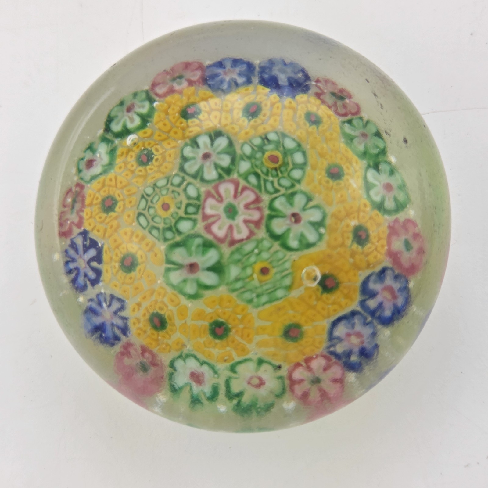 Vtg Millefiori Paperweight Chinese Glass Dome 7 Oz. Floral Pattern