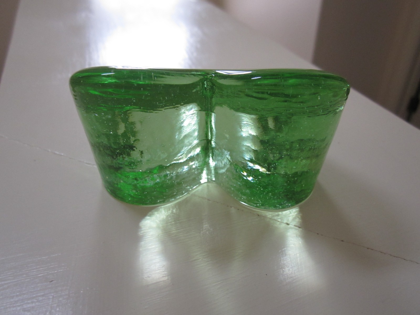 MINT Fire and Light Signed 3.25 Inch Heart Paperweight – Celery Green