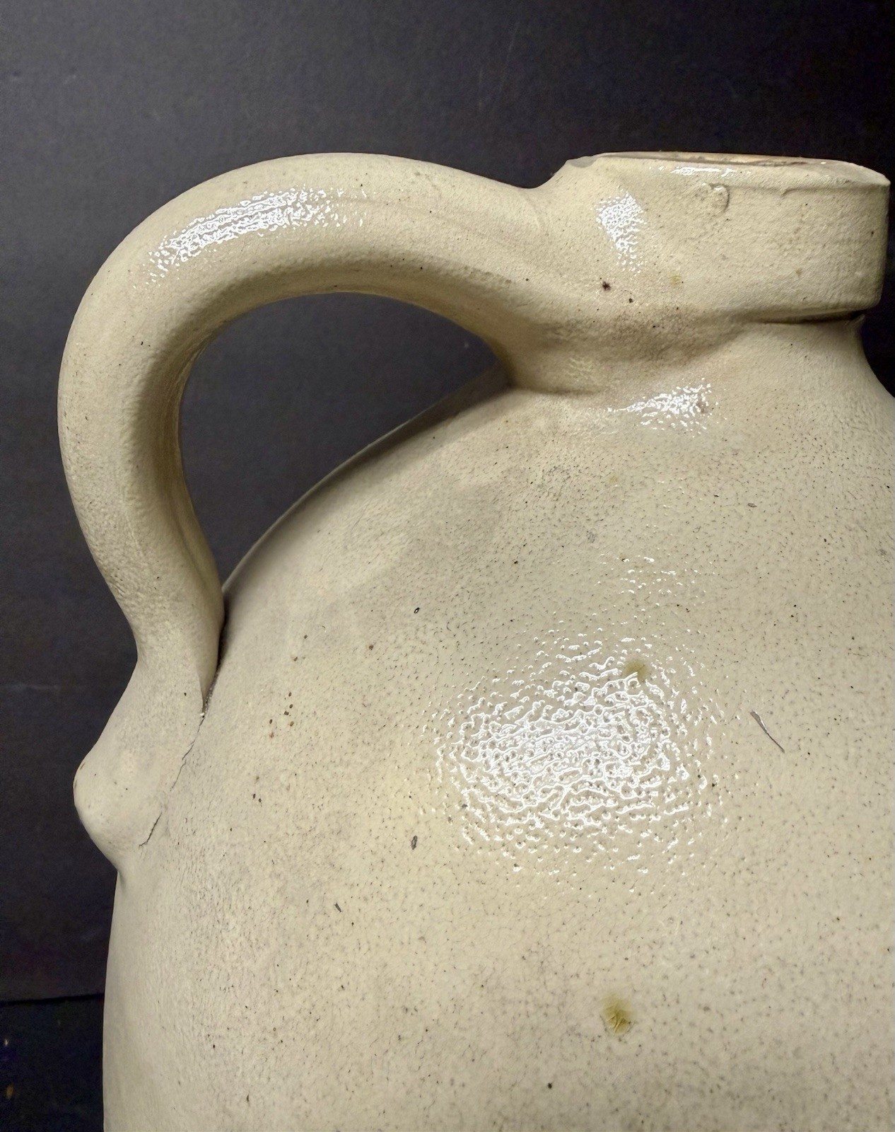 Lg Vintage Stoneware Pottery #4 Jug/Crock Stamped Satterlee & Mory Ft. Edward NY