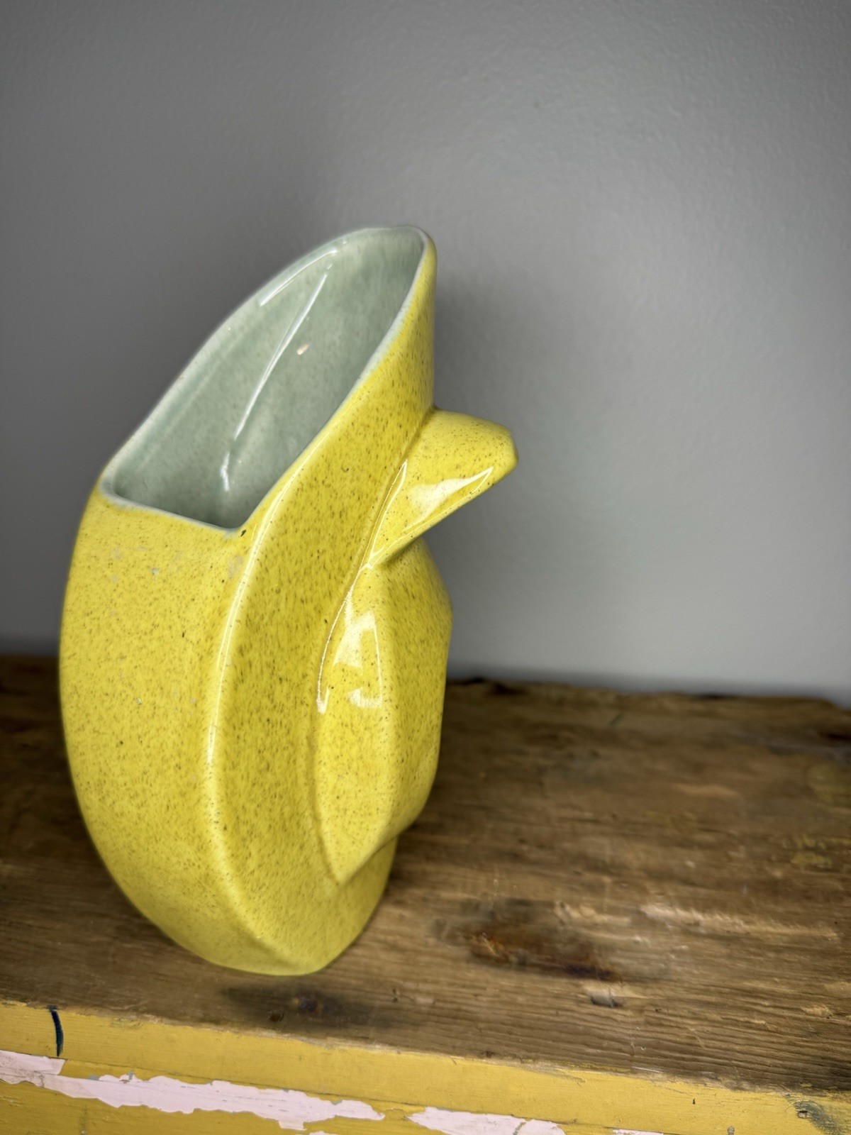 Vtg DECO CUBIST RedWing Pottery Vase #436 Chartreuse Green RedWing by Charles M