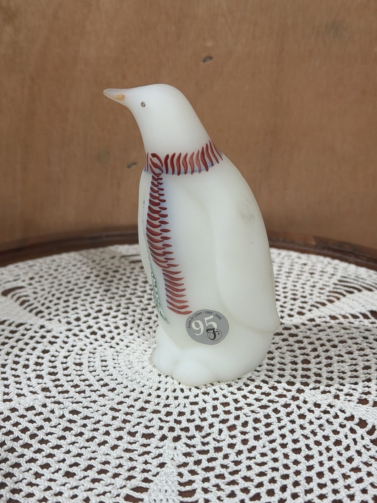 95th Anniversary Vintage Fenton 2000 Christmas Penguin Hand Painted Signed