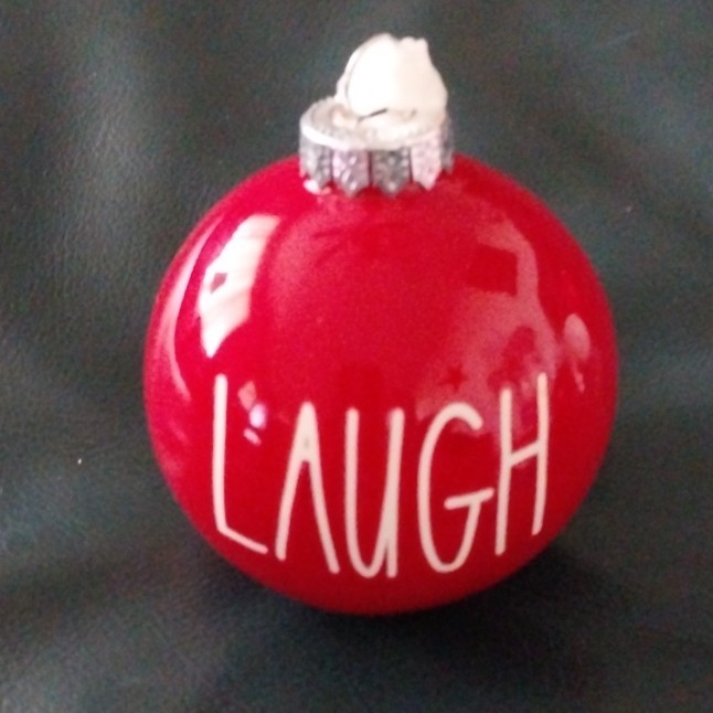 Rae Dunn Live And Laugh Red Ornaments Christmas Holiday Set Of 2 Ceramic