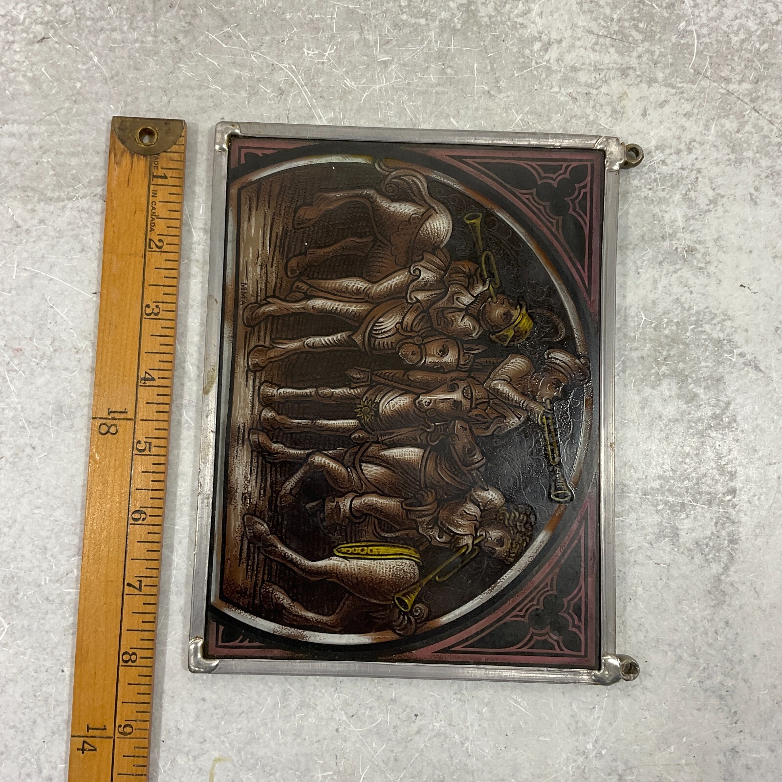Vintage Louis C Tiffany Stained Glass Art Panel Reproduction Suncatcher MMA 8×6″
