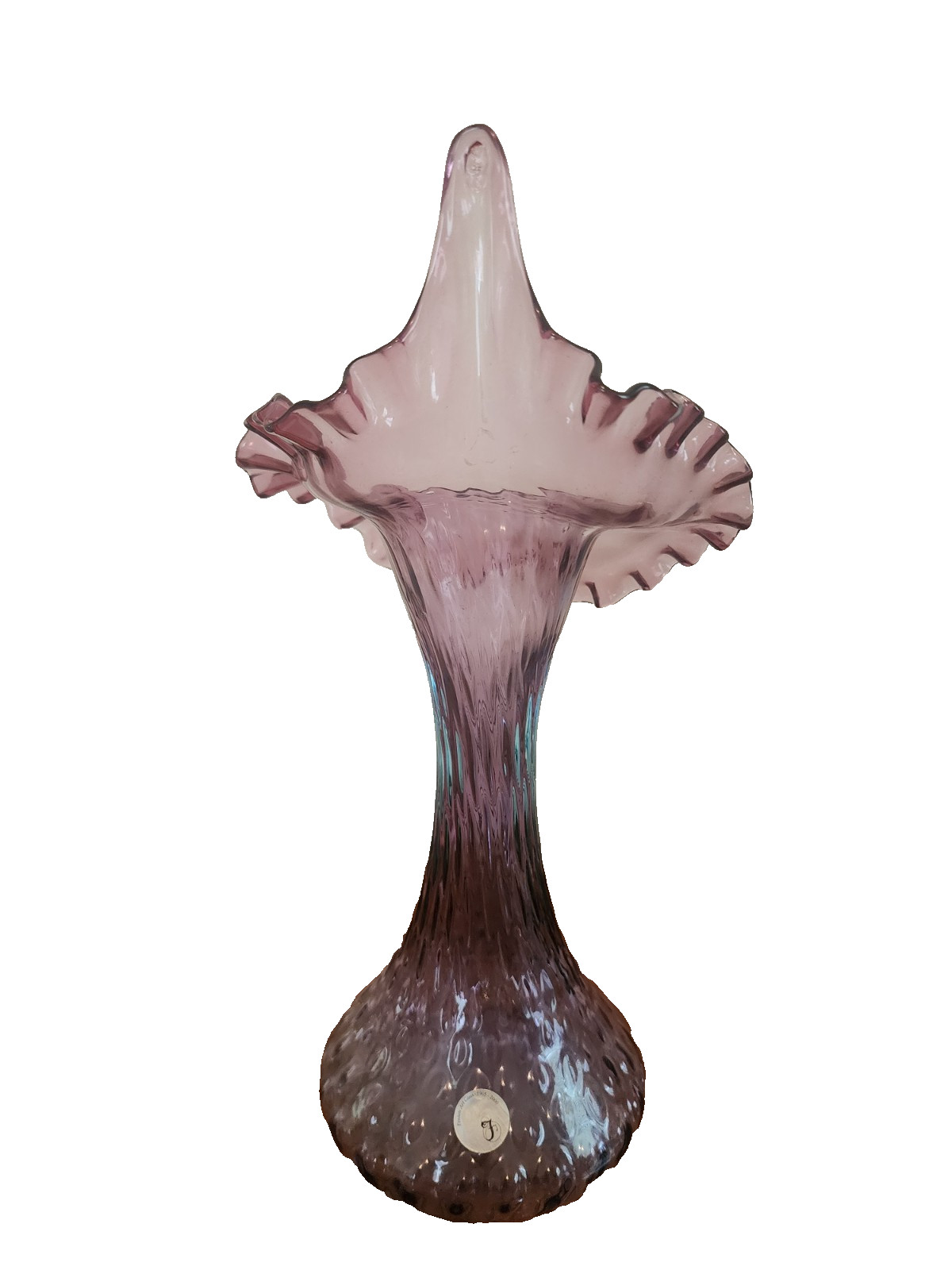 Fenton Art Glass, 11.25″ Mulberry Optic Purple / Blue Jack in The Pulpit Vase