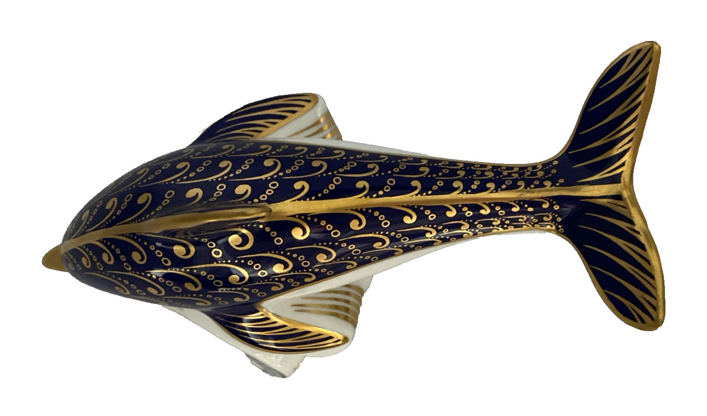Royal Crown Derby Imari Dolphin Paperweight With Gold Stopper 1989