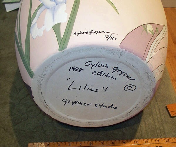 Sylvia Greg Grycner 1988 Geisha Vase Signed 19” Tall 13/150 Grycner Studios