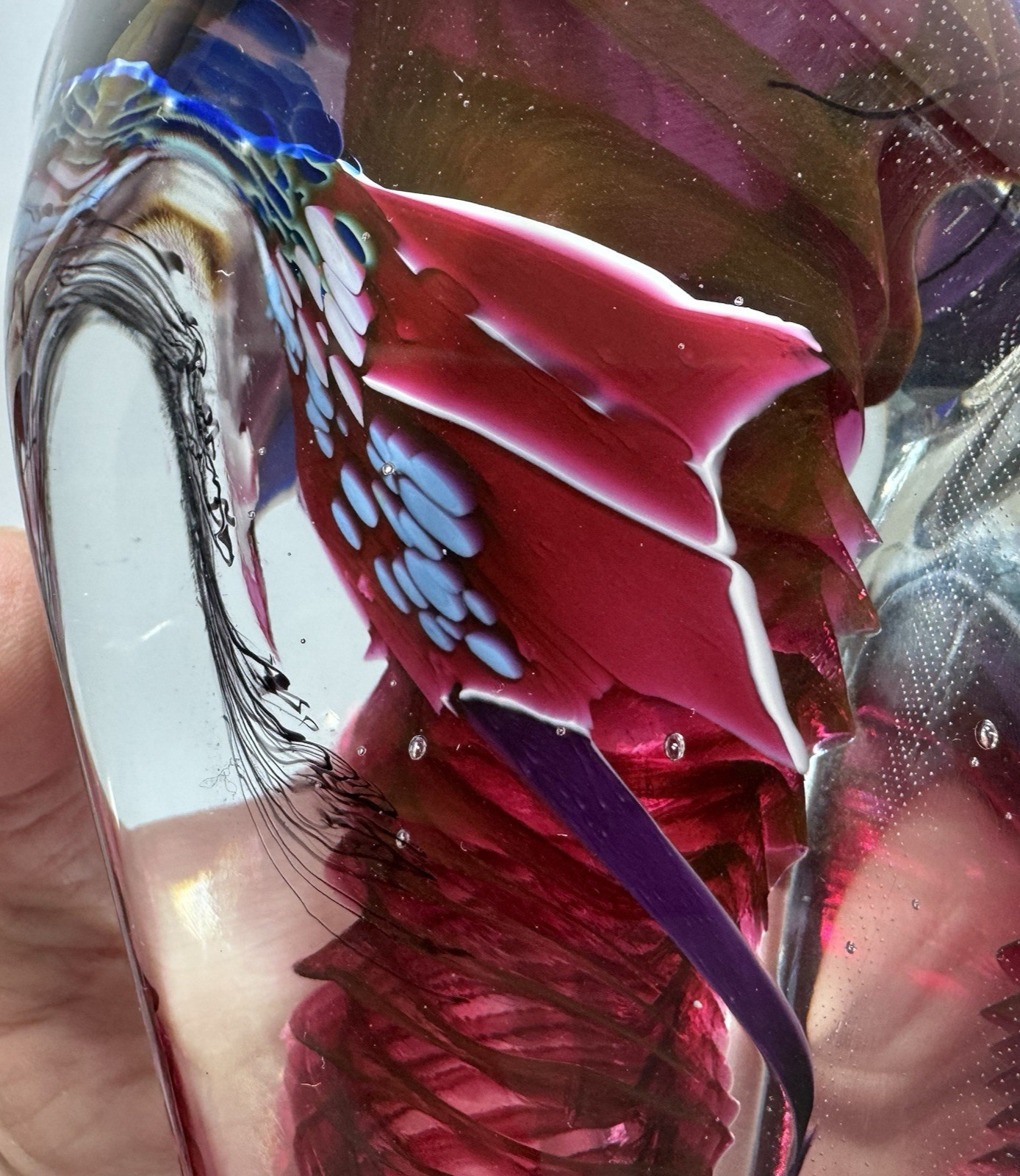 Vtg 1993 STERNO GLASSHOUSE Art Glass WOAM MAGNUM Obelisk Abstract LARGE/HEAVY 8″