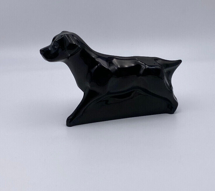 Baccarat Crystal Glass Black Labrador Retriever Dog Figurine 7.5 x 4.75 inches