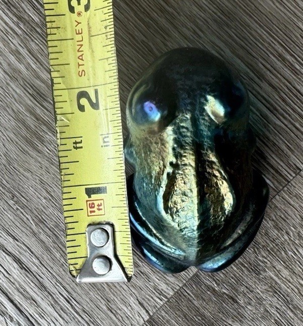Robert Held Art Glass Iridescent Purple Blue Frog Paperweight Signed RHAG Canada