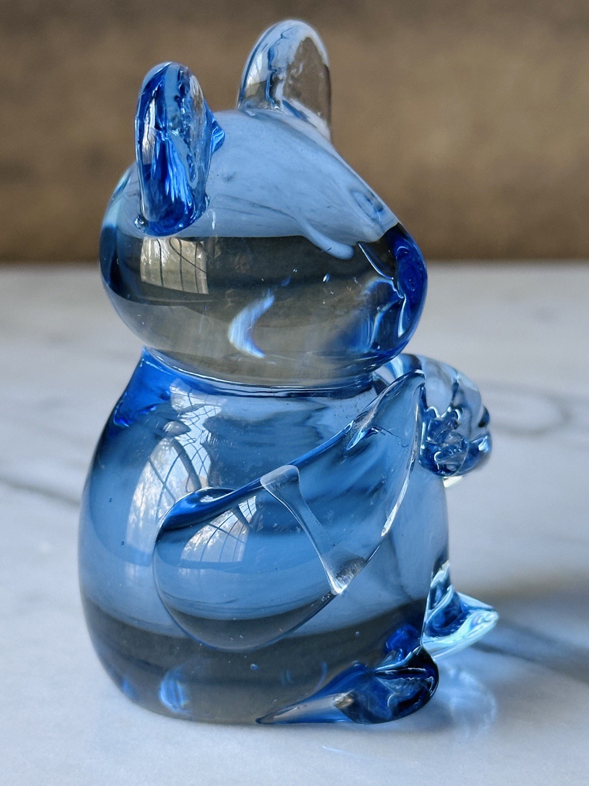 Commemorative Fine Art Gallery Koala Bear Blue Art Glass Figurine, 3”