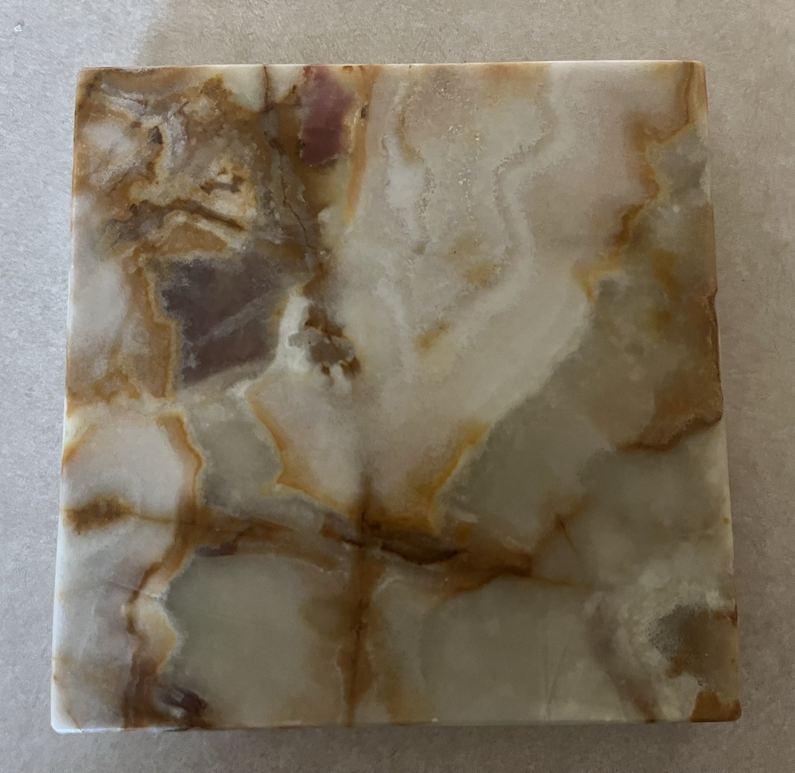 Lot of (2) Vtg Square Ashtrays – Crafted From Natural Onyx Stone
