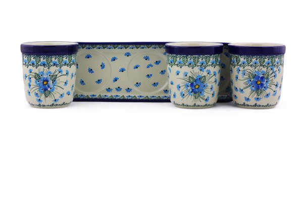 Polish Pottery Set of 3 Planters 12″ Forget Me Not UNIKAT-Artisanimports|1027