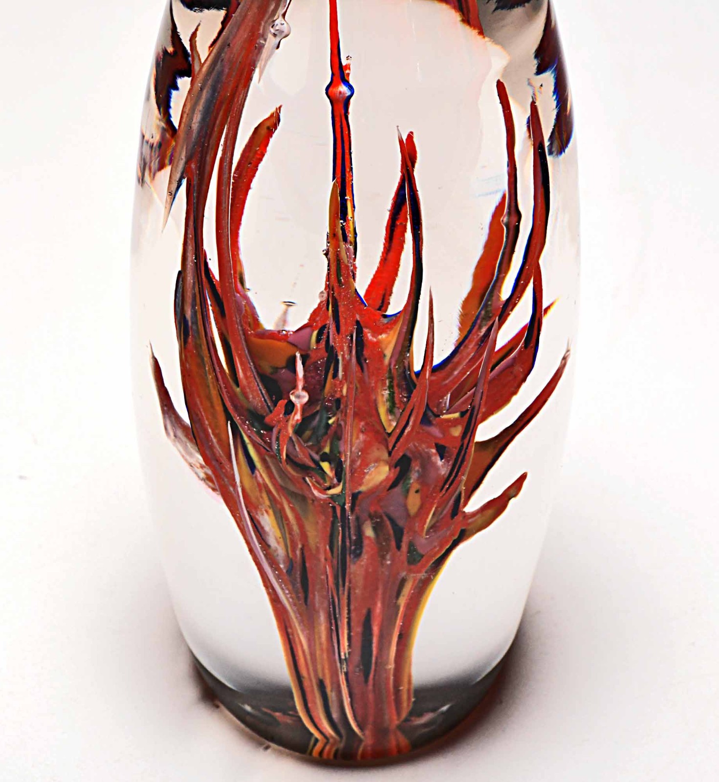 Tall Strathearn Red/Orange/Black “Devil’s Fire” Paperweight