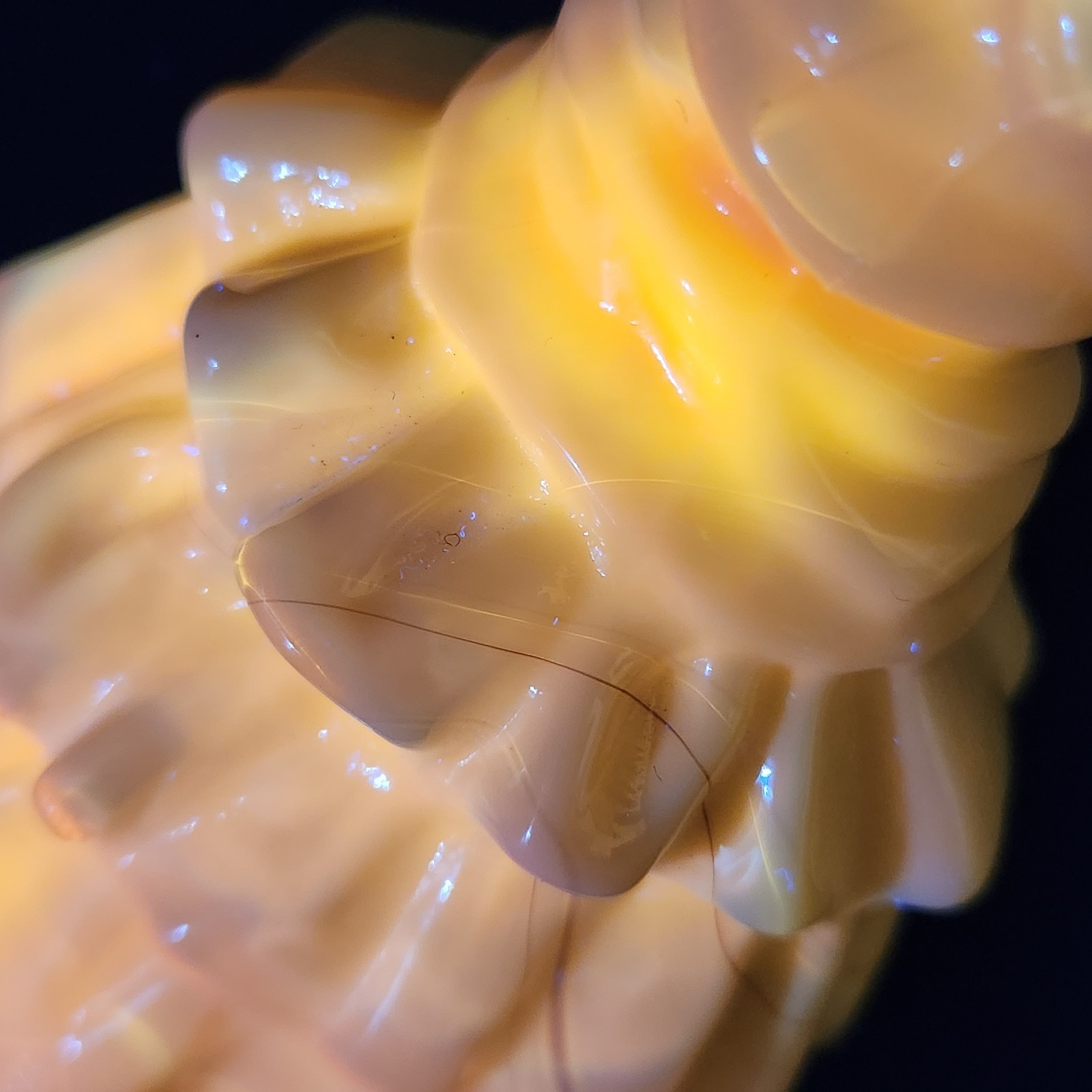 Boyd Art Glass Yellow Colonial Lady Louise Doll Figurine Zack Boyd Slag UV GLOWS