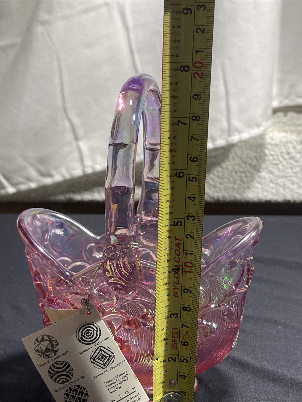 Fenton Plum Basket Art Glass Lily Of The Valley