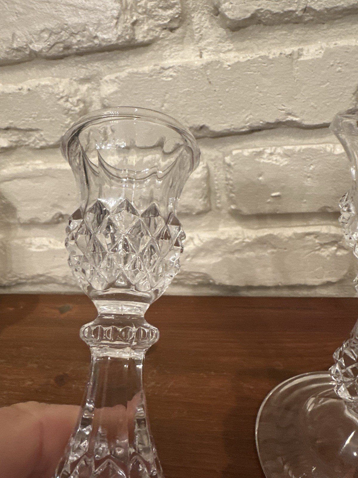 2 Cristal d’Arques Paris France Durand Longchamp Crystal Candlestick Holders