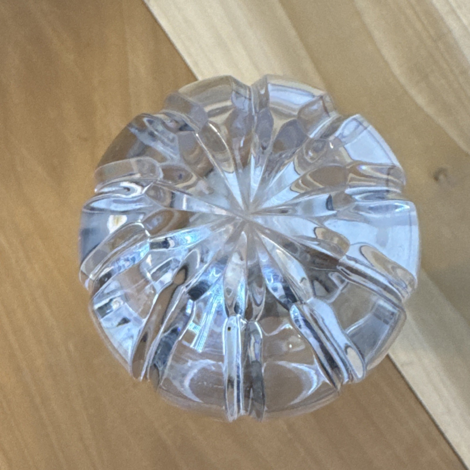 Atlantis Clear Lead Crystal Bud Vase Fluted Cut Starburst Base Signed