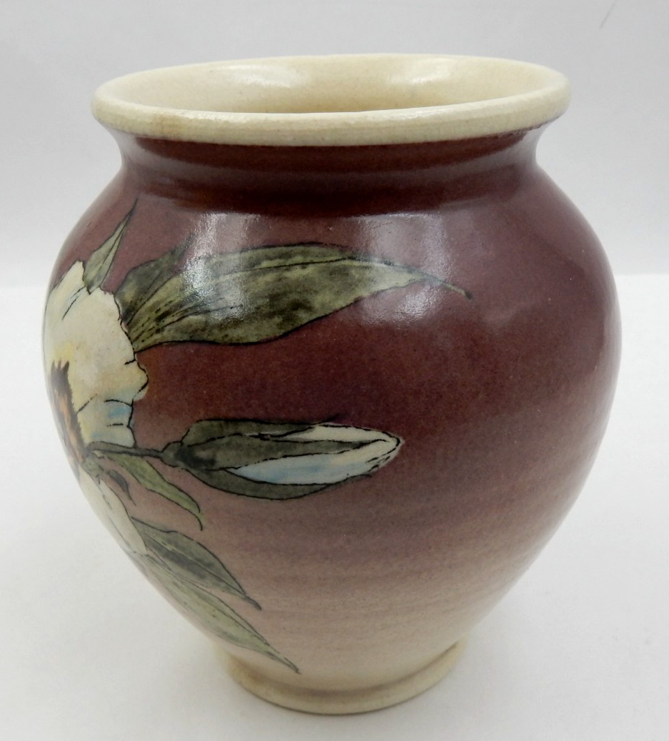 VINTAGE SANTA BARBARA CERAMIC DESIGN HAND PAINTED ART POTTERY VASE – SIGNED 1982
