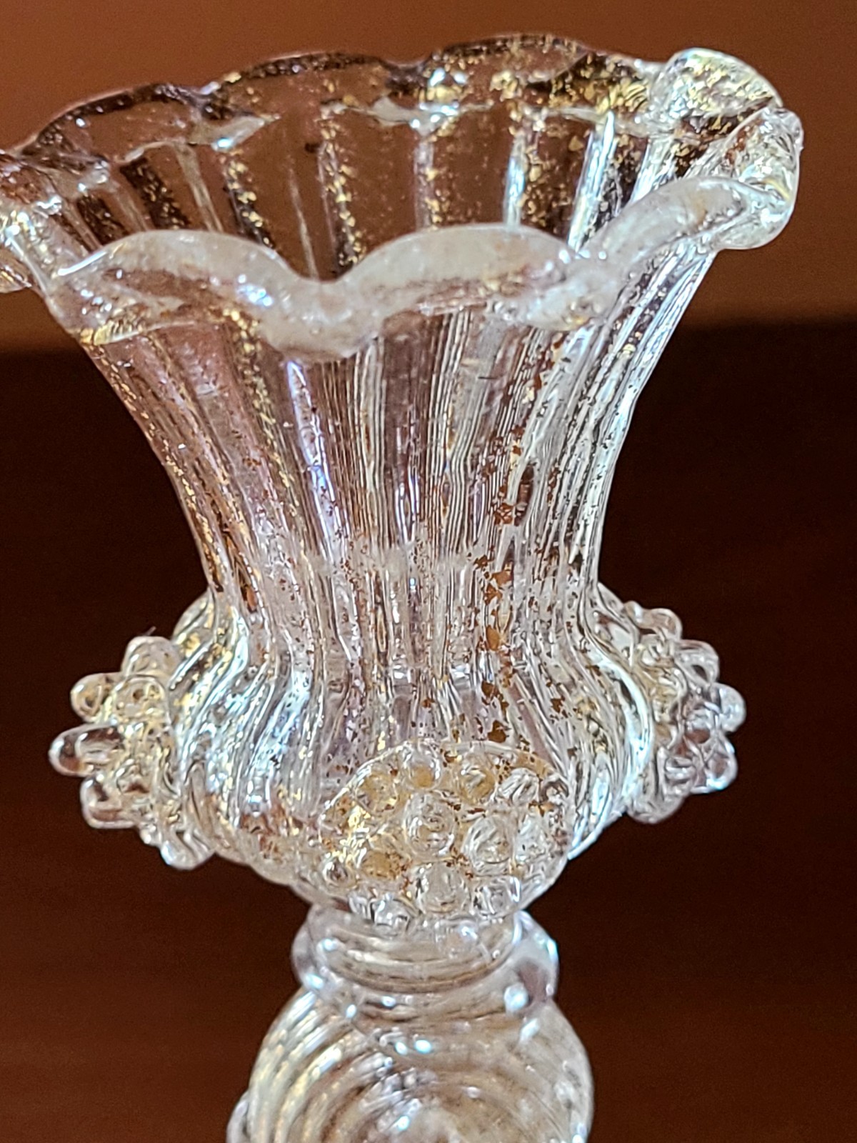 Salviati Murano Gold Aventurine Glass Candlestick – 1890 To 1920