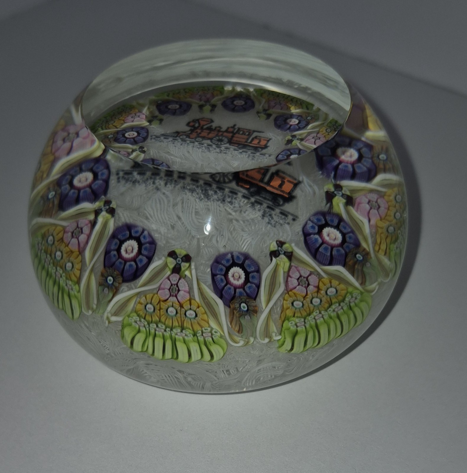 Perthshire PP56 Locomotive/Train Millefiori Art Glass Paperweight 1651