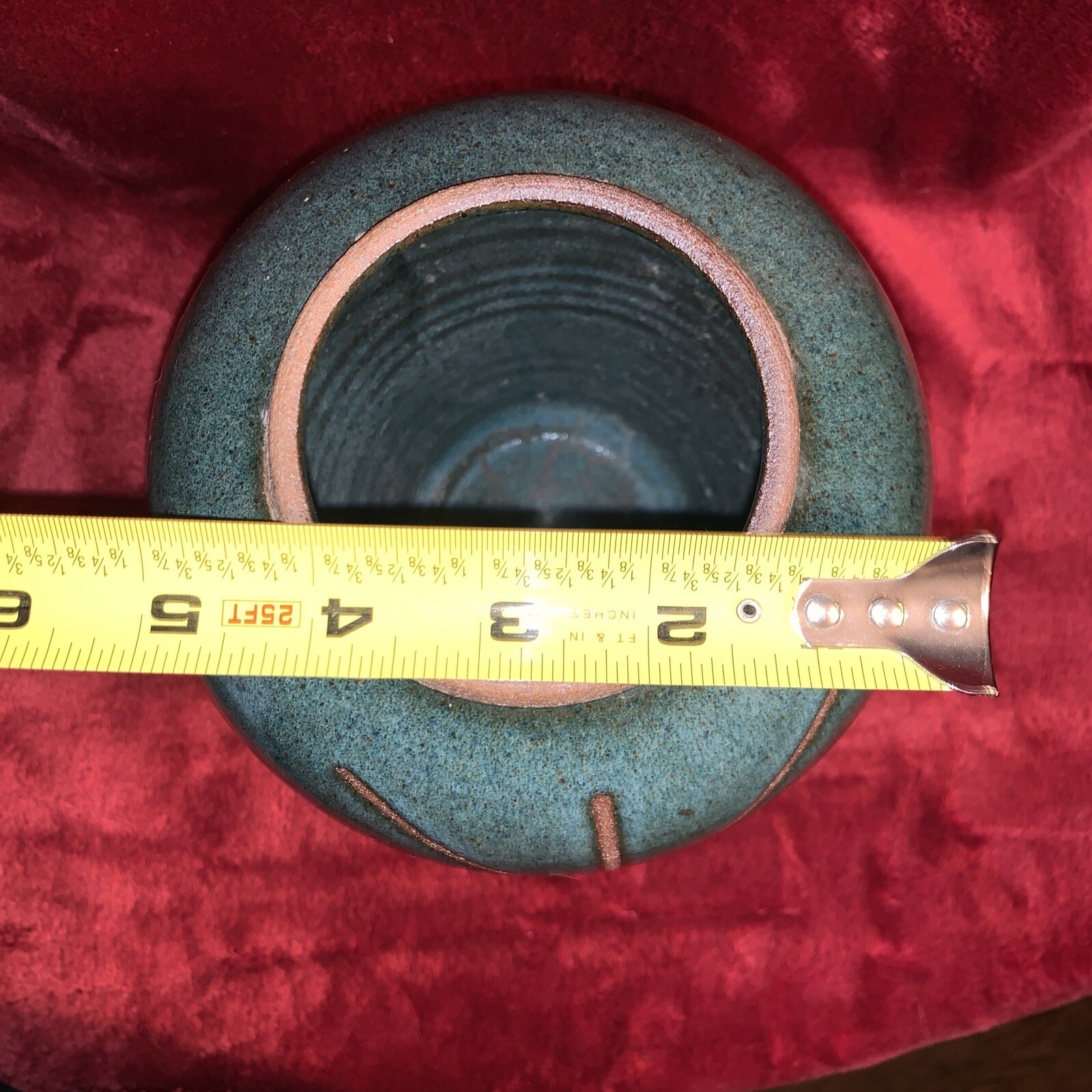 Vintage Ikebana Studio Pottery by Carole Westlund Signed Teal. Approx. 8” Tall