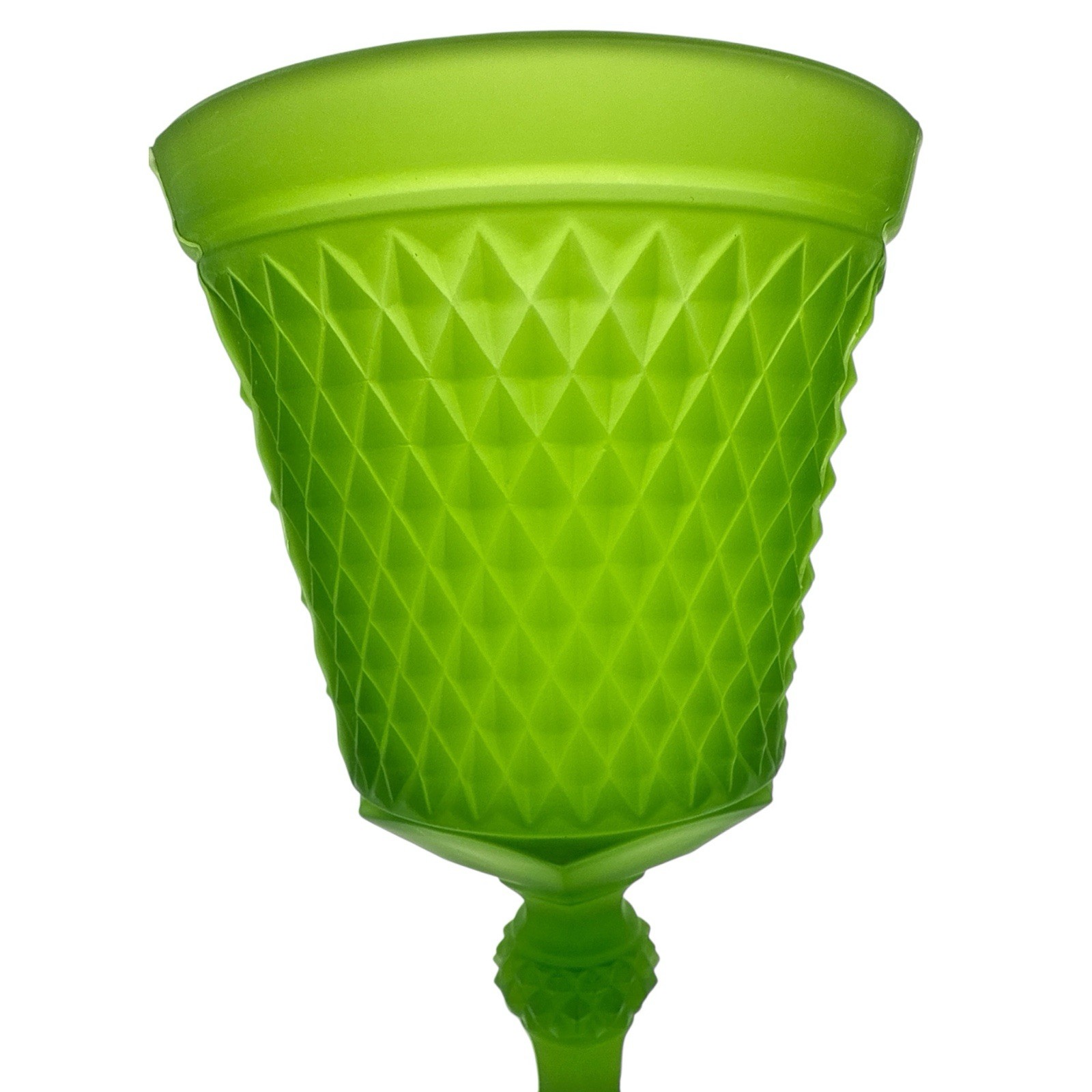 Westmoreland Green Satin Diamond Point Chalice Vase 11” Vintage Glass