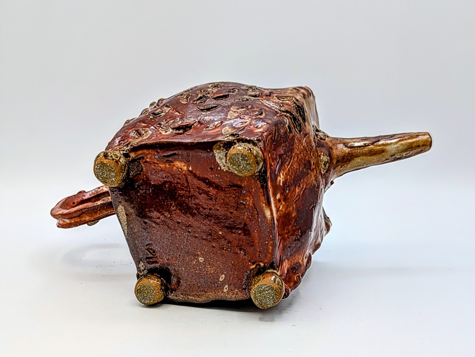 Signed Studio Pottery Lidded Teapot Sculpture Art Pottery Vessel 7″ Handmade