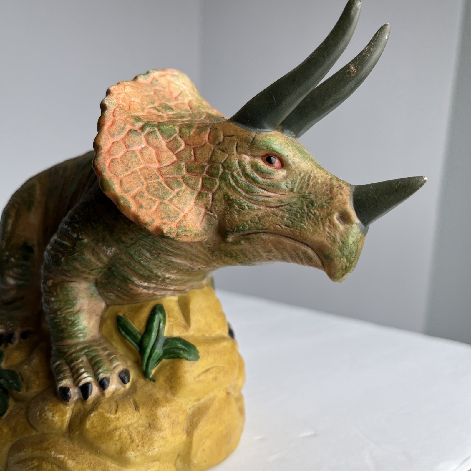 Vtg Handmade Dinosaur Triceratops Ceramic Art Pottery Sculpture Vintage Figure