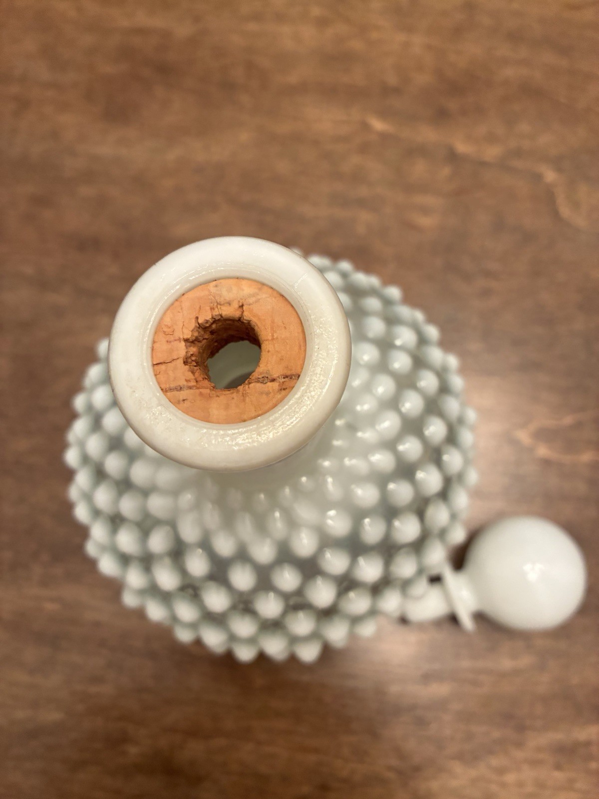 Vintage Fenton Hobnail Aqua Milk Glass Barbers Vanity Perfume Bottle