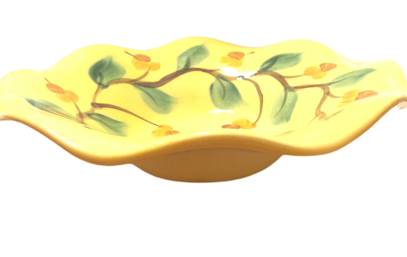 Gail Pittman Signed Siena Ruffled 10.5″ Compote Bowl/Candle Holder Hand Painted
