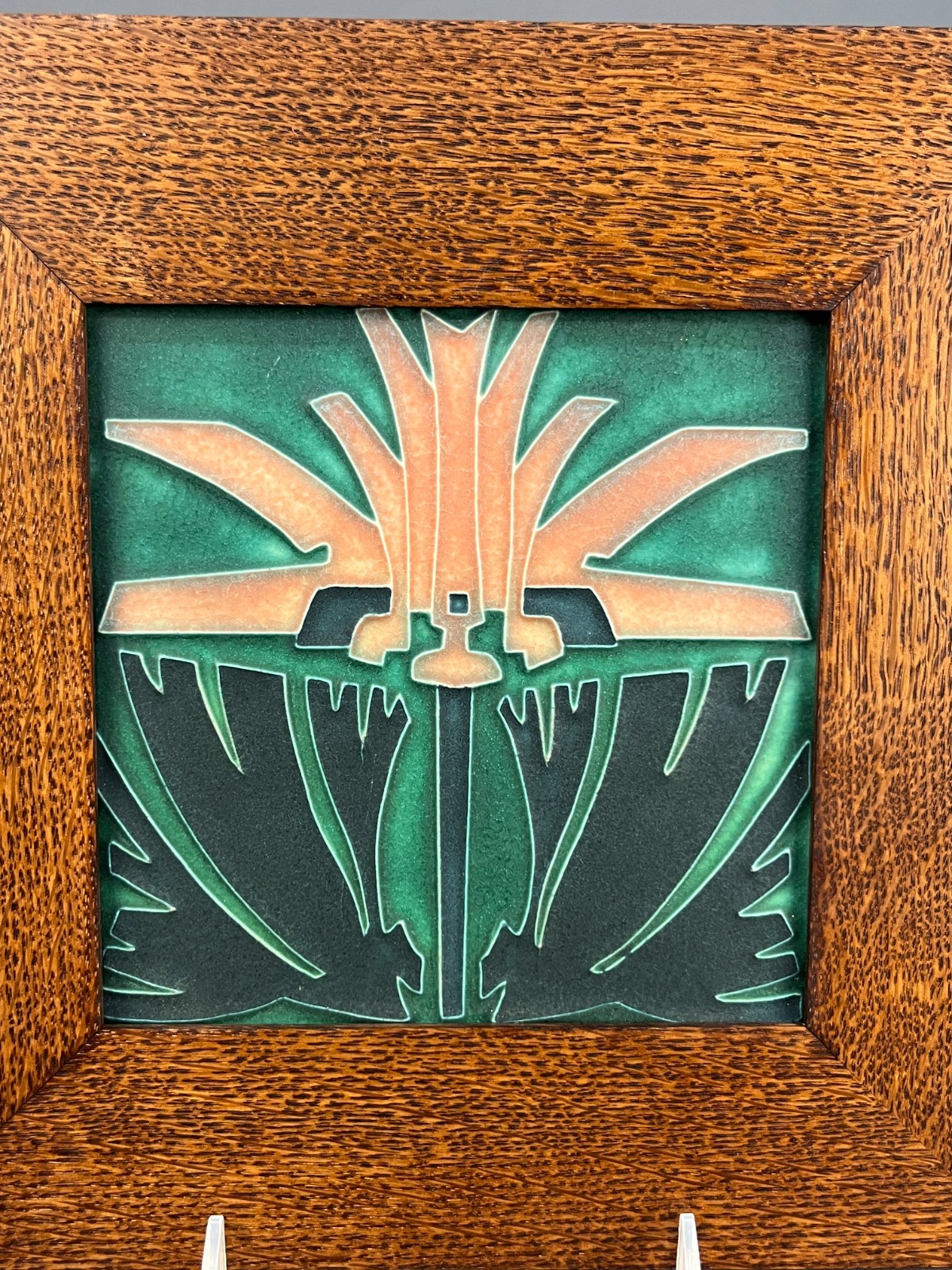 Vintage MOTAWI TILEWORKS Nouveau ARTS & CRAFTS Framed Tile; Mint