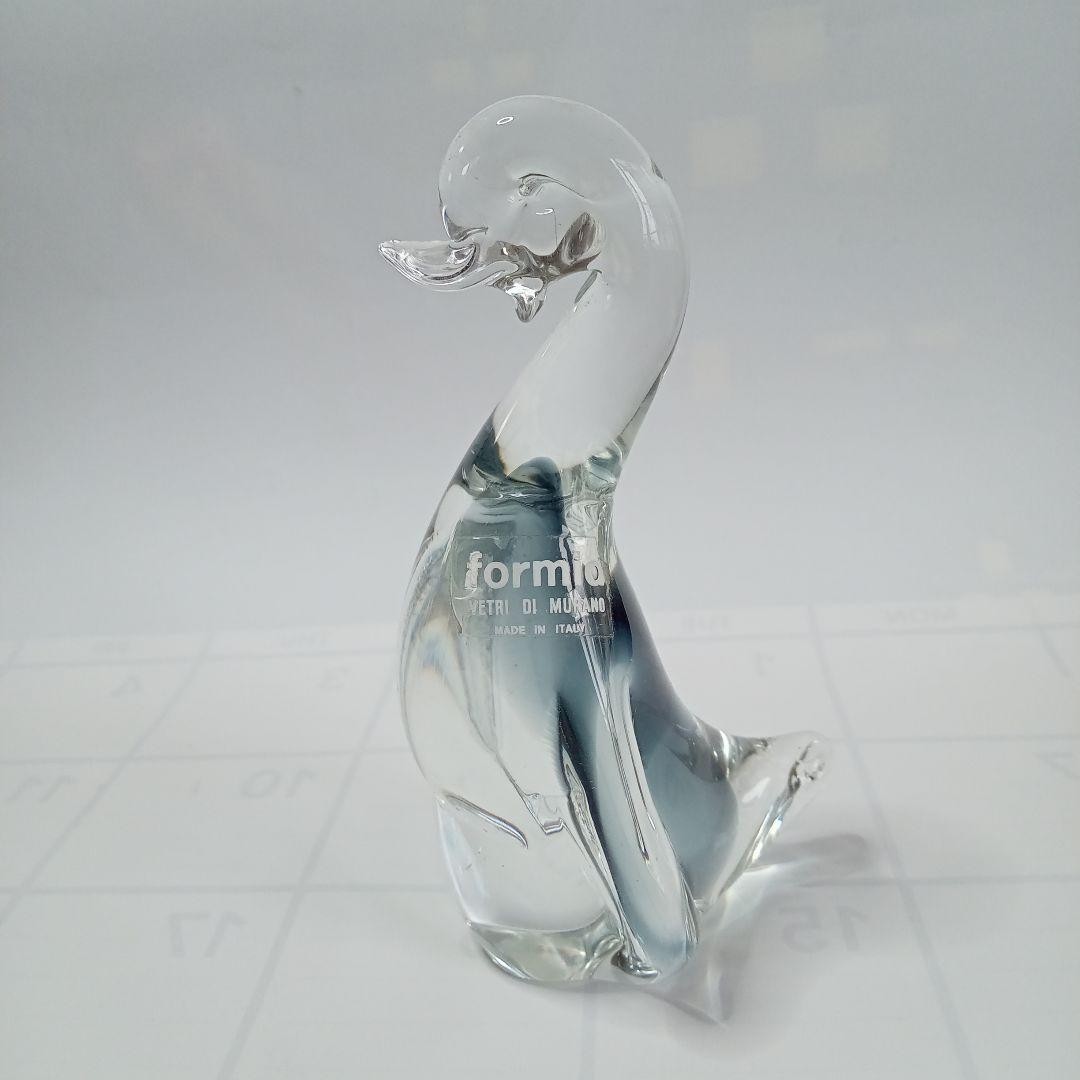 Murano Glass Formia Swan Figurine Clear Interior Italy H5.1″/13cm