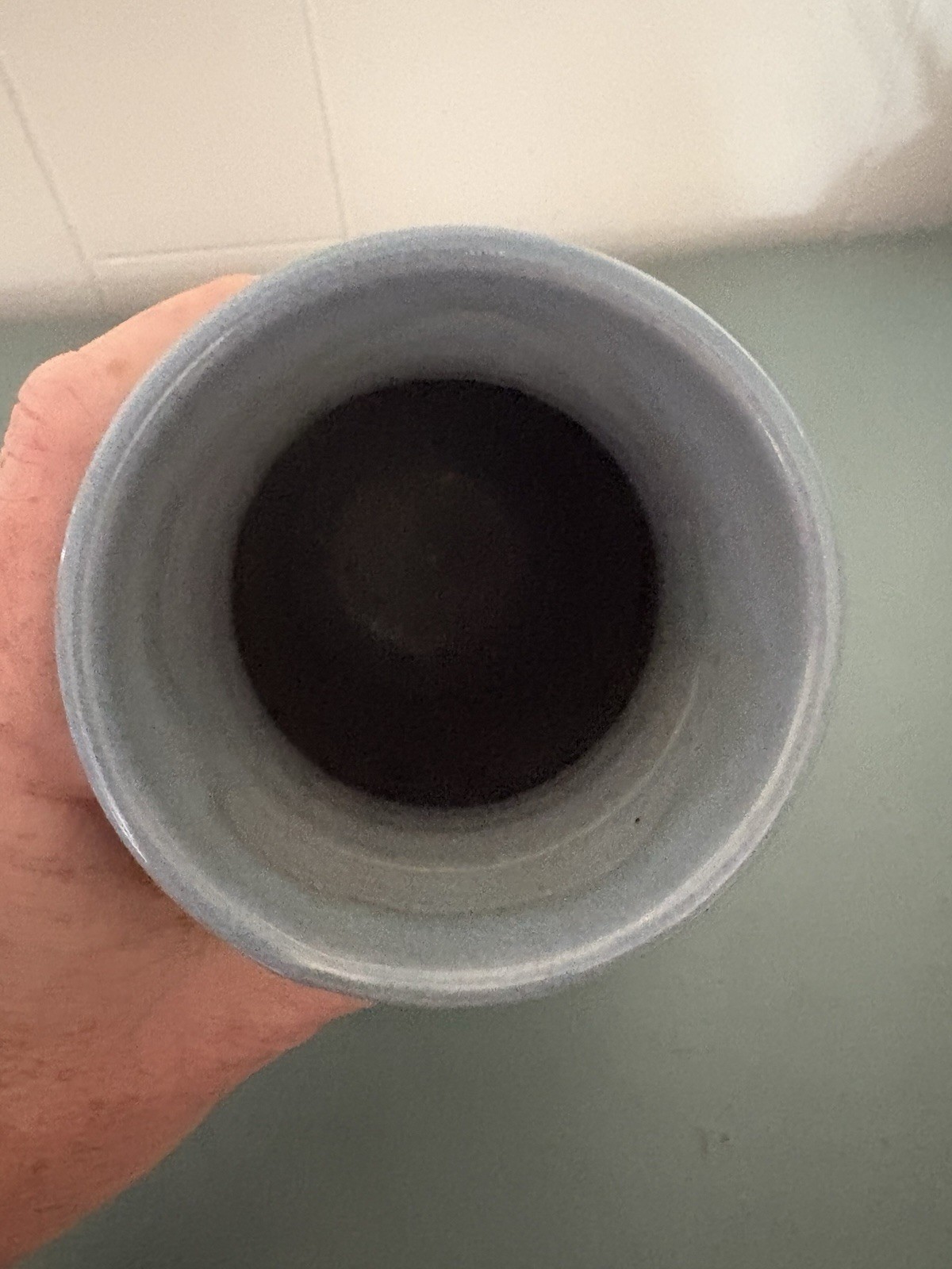 Vintage Glazed Hand-Painted Signed Blue Potter Vase 7″ x 4″