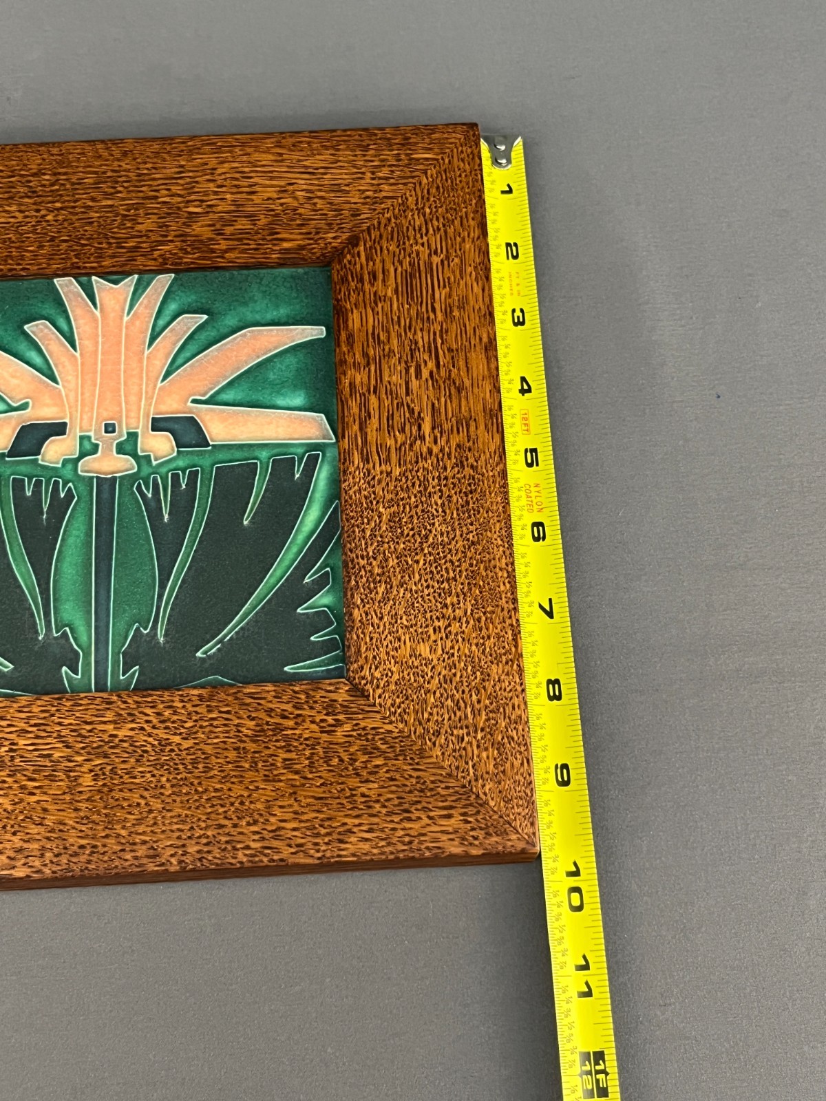 Vintage MOTAWI TILEWORKS Nouveau ARTS & CRAFTS Framed Tile; Mint