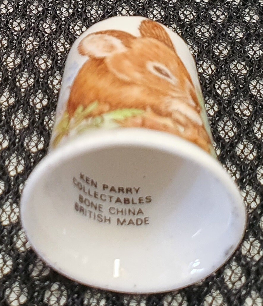 Ken Parry Fine Bone China Rabbit Thimble Made in England 3cm Tall British Made