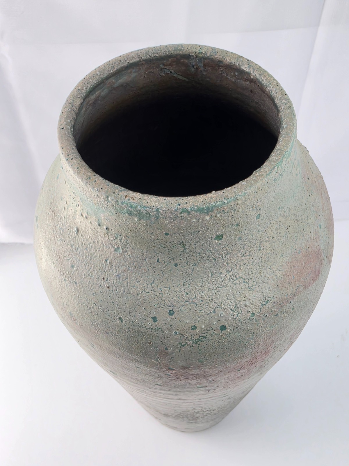 Indianapolis Debra Manfree Raku Art Hand Thrown Pottery Pink Blue Grey 12″ Vase