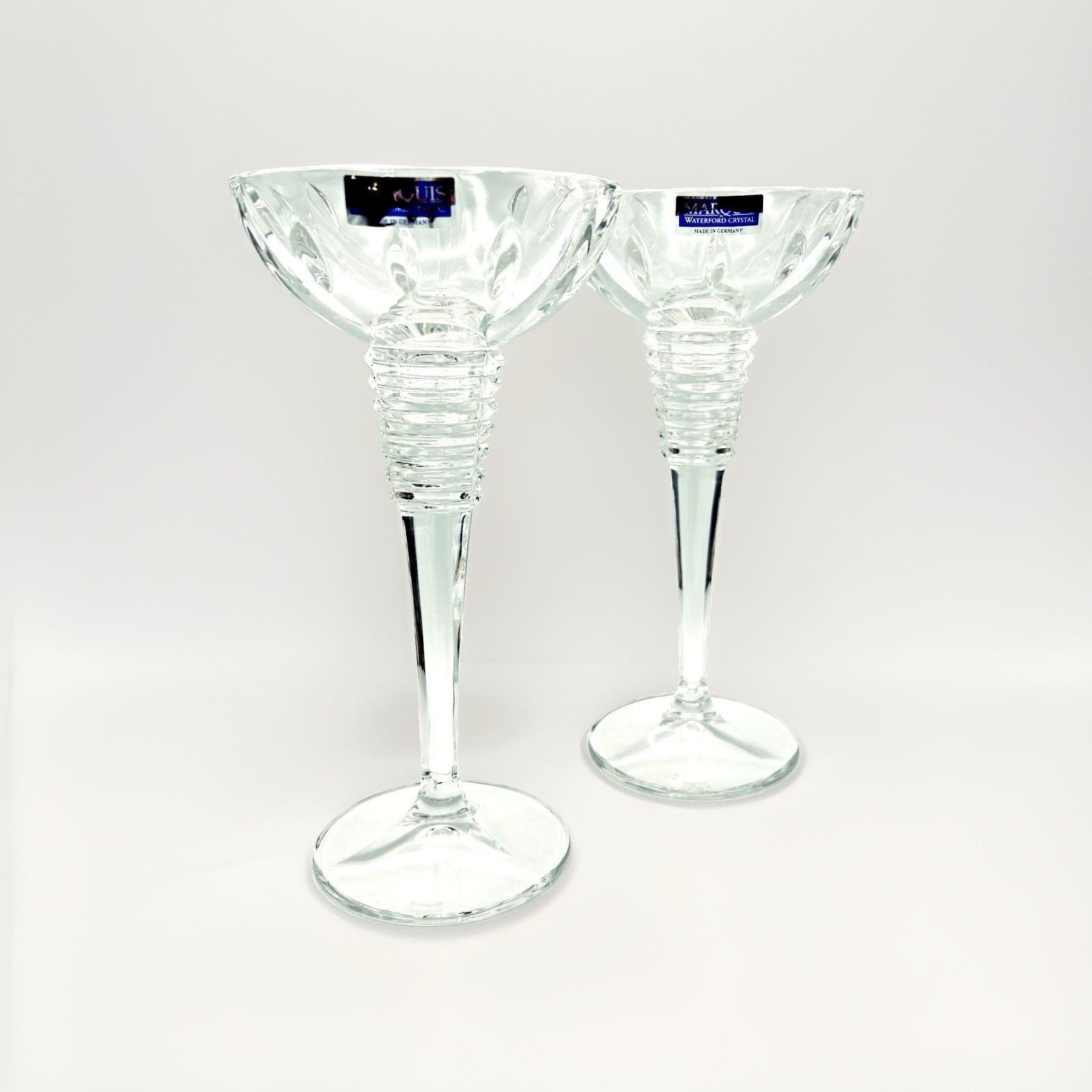 Waterford Marquis Crystal Candlesticks Pair Rainfall Beehive 8in Germany NEW