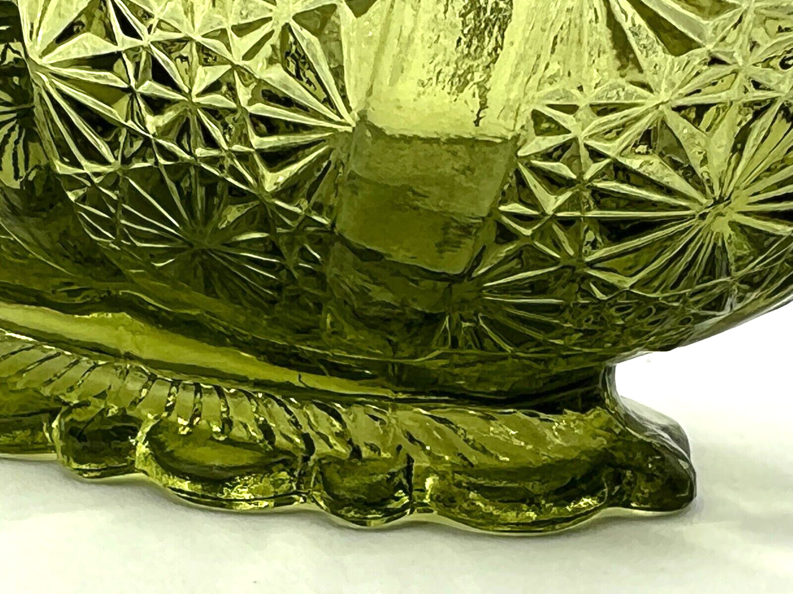Fenton Art Glass Colonial Green Glass Basket American Classic Twig Handle EUC