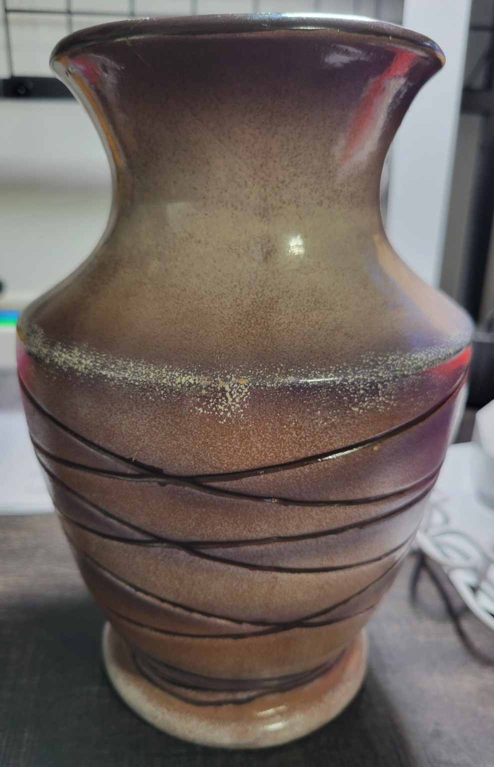 Vintage Raku Pottery Vase • Pearl Glaze • American Indian Arrow Point Accent