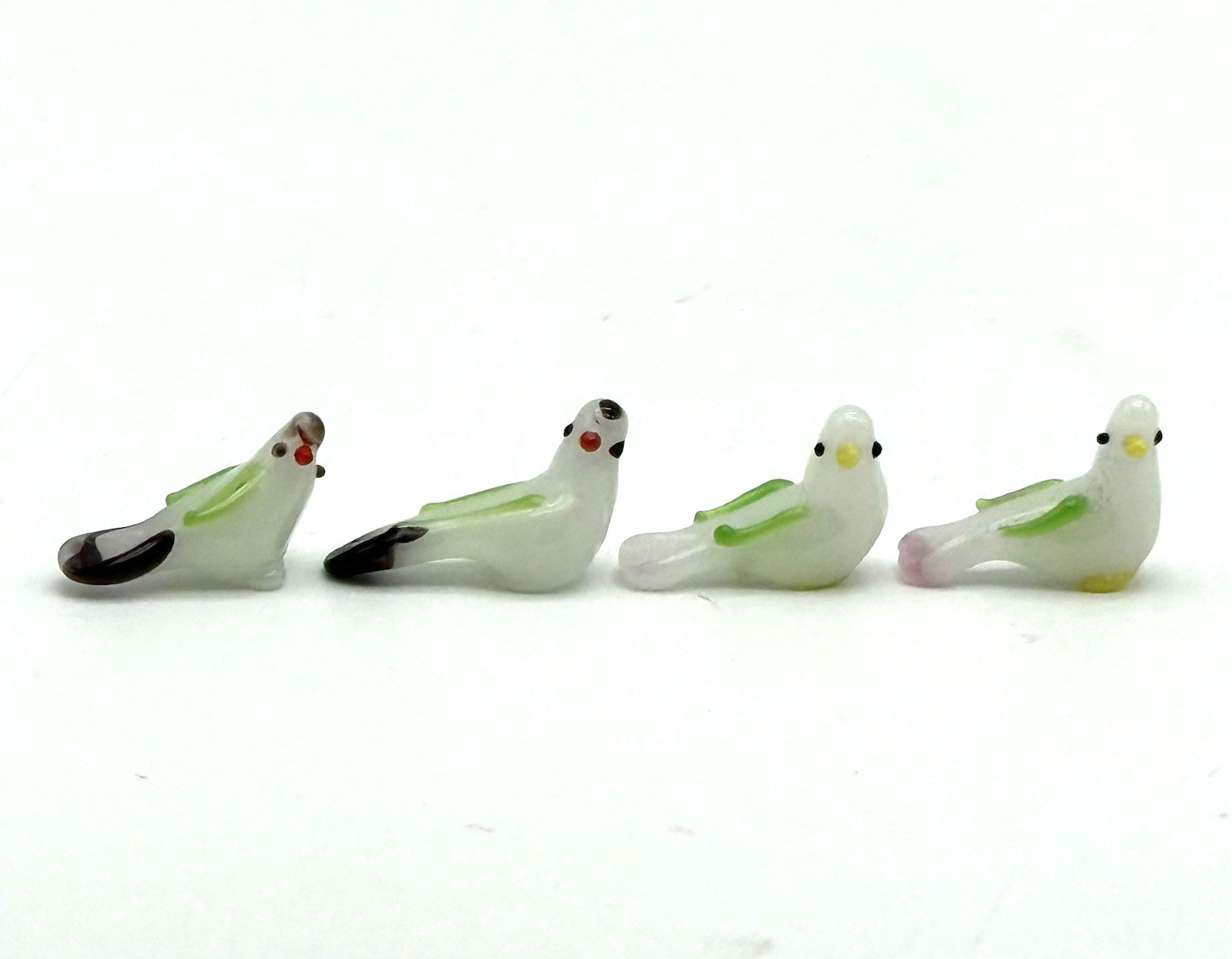 Vintage Art Glass Miniature Toucan Bird Family Set 5 Micro Mini Figurines