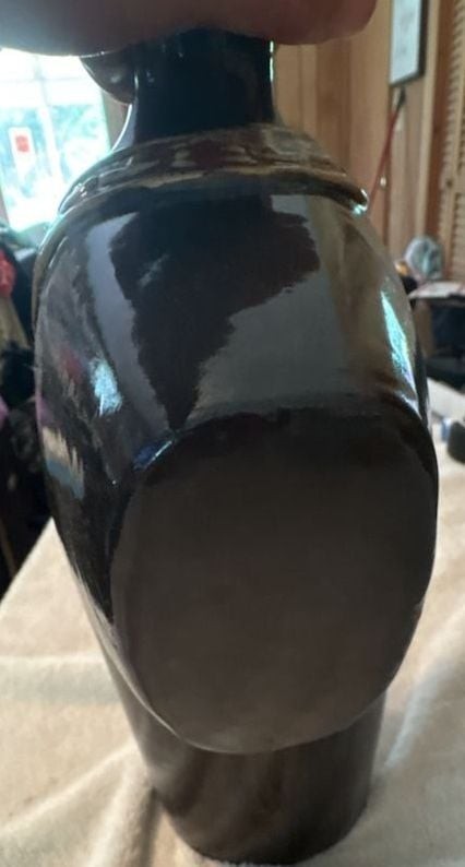 Vintage Ceramic Abstract Bust Vase Dark Brown Glaze