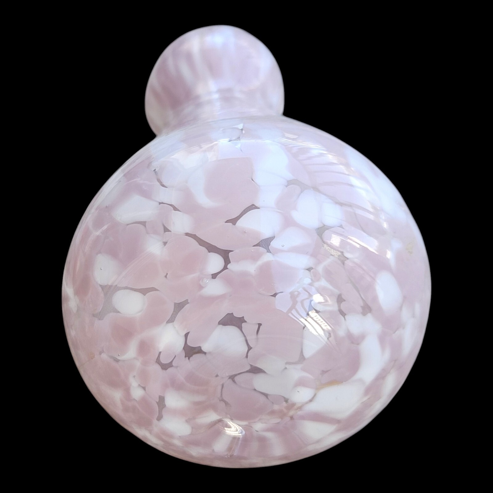 Vintage Pink Hand Blown Glass Speckled Bud Vase 5″