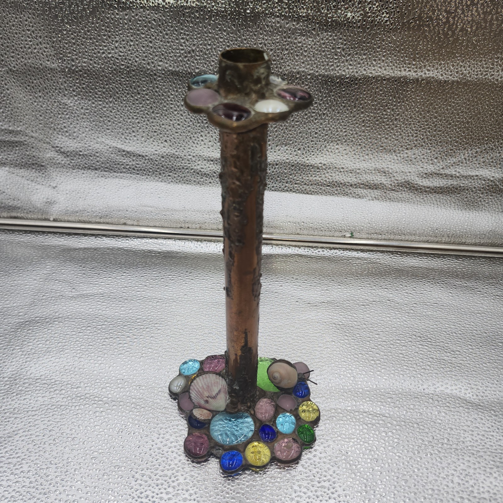Diane Markin Handmade Jewel Glass Copper Metal Drip Candlestick sNAIL
