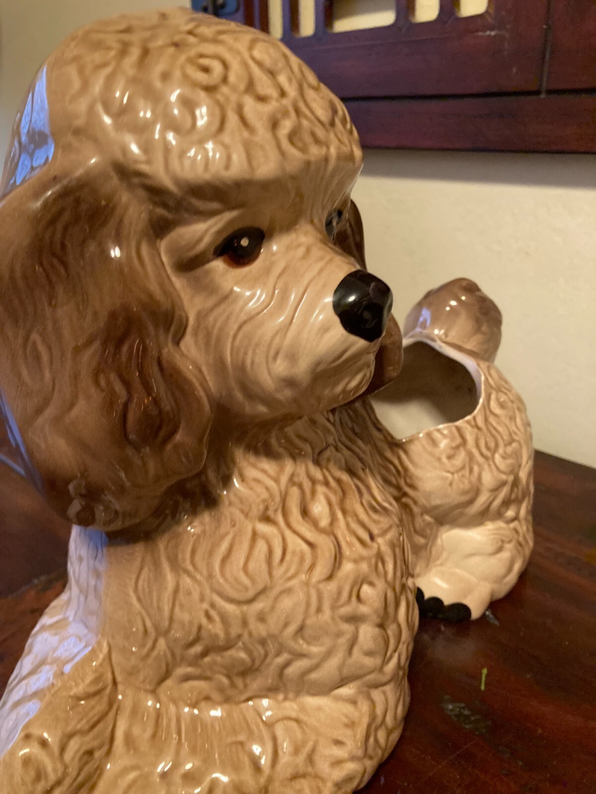1950’s PRECIOUS POODLE Dog Figural Planter VINTAGE Centerpiece~12.5 X 10 X 5.5″