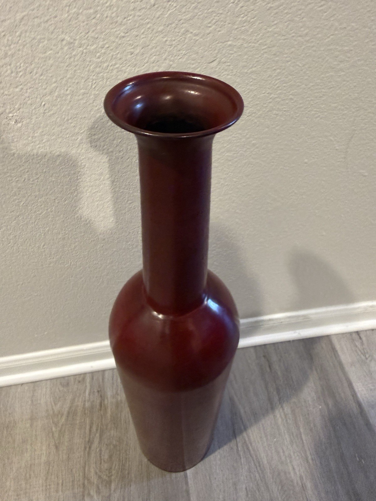 VTG Danish Holmegaard Burgundy Red Metal Vase Designed By Otto Brauer 1960