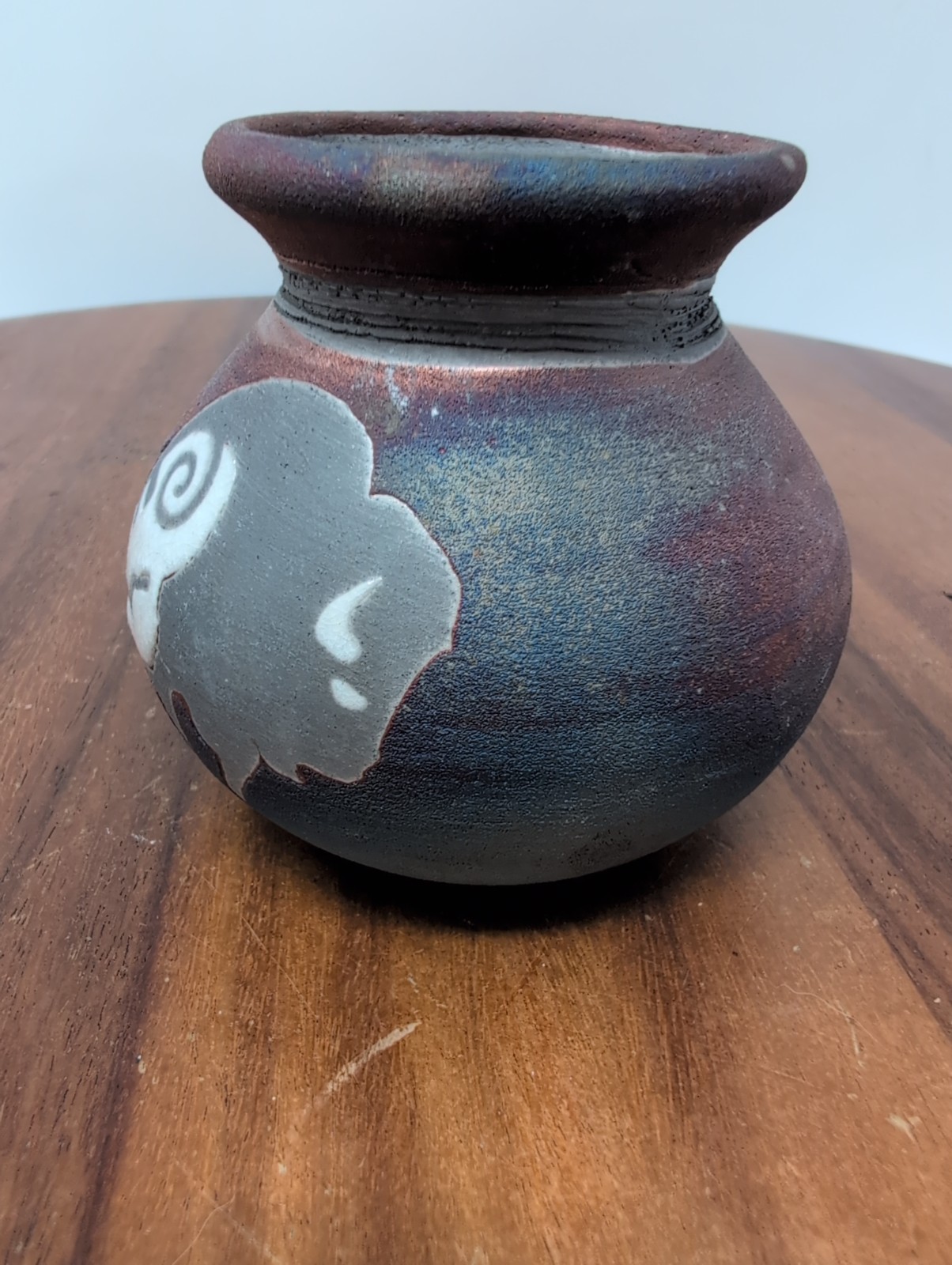 Raku Pottery VASE Jeremy Diller Southwest Buffalo Studio Fire And Earth Signed