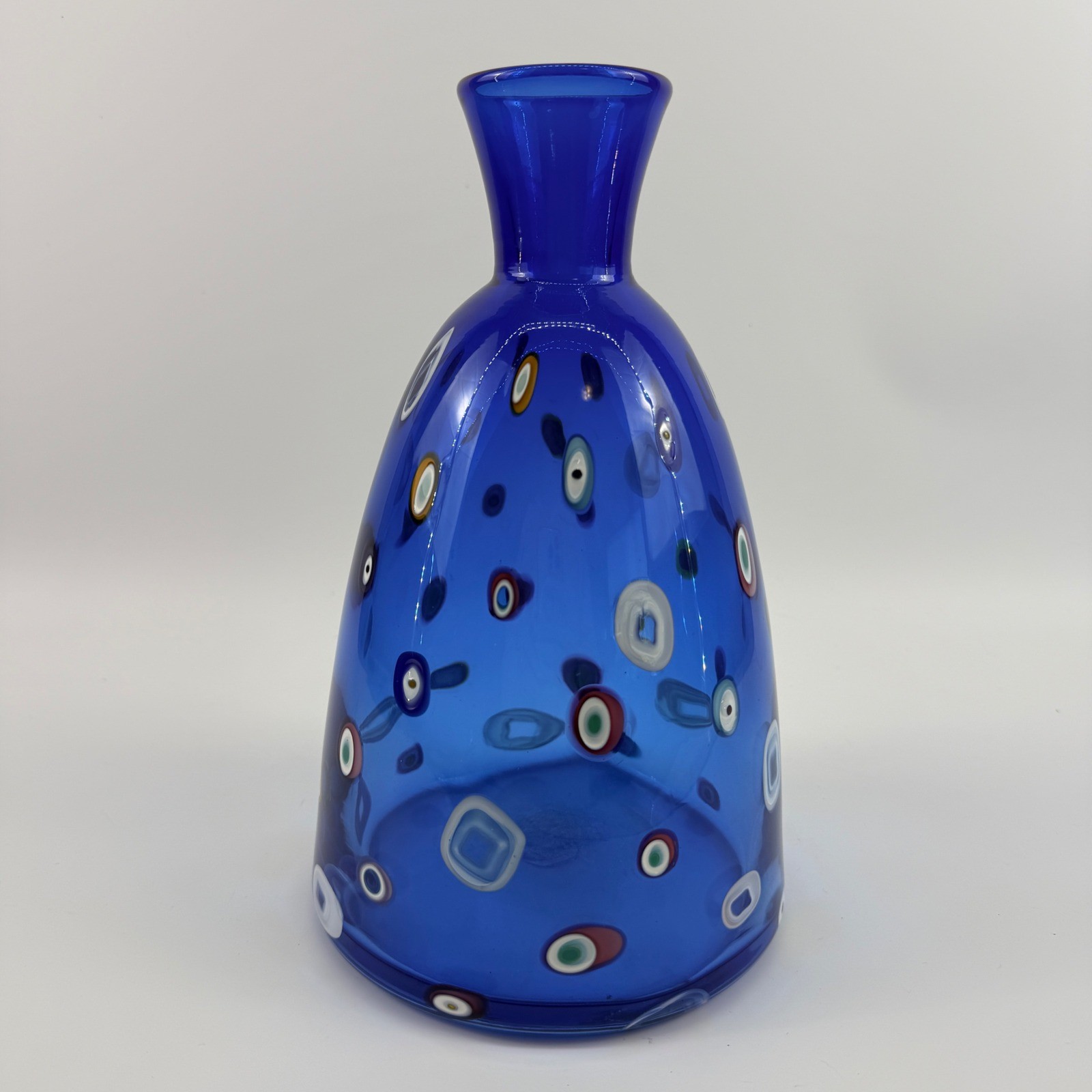Signed Studio Art Glass Cobalt Blue Murrine Vase Millefiori Cane 1994