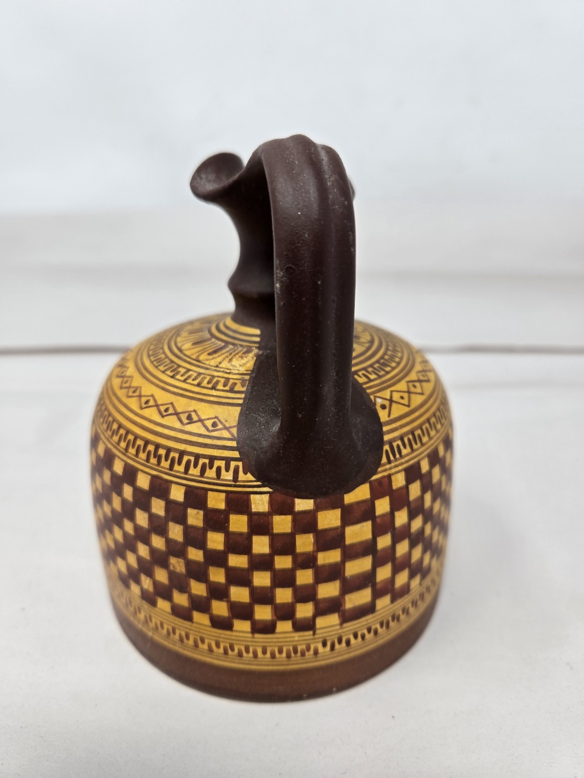 Geometrical Period Hand Made Copy From-800 To 900 BC Trefoil Mouth Ceramic Brown