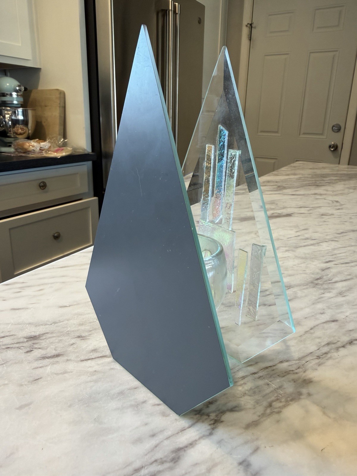 Postmodern Art Glass Sculptural Votive Holder Signed 1997 Memphis Style