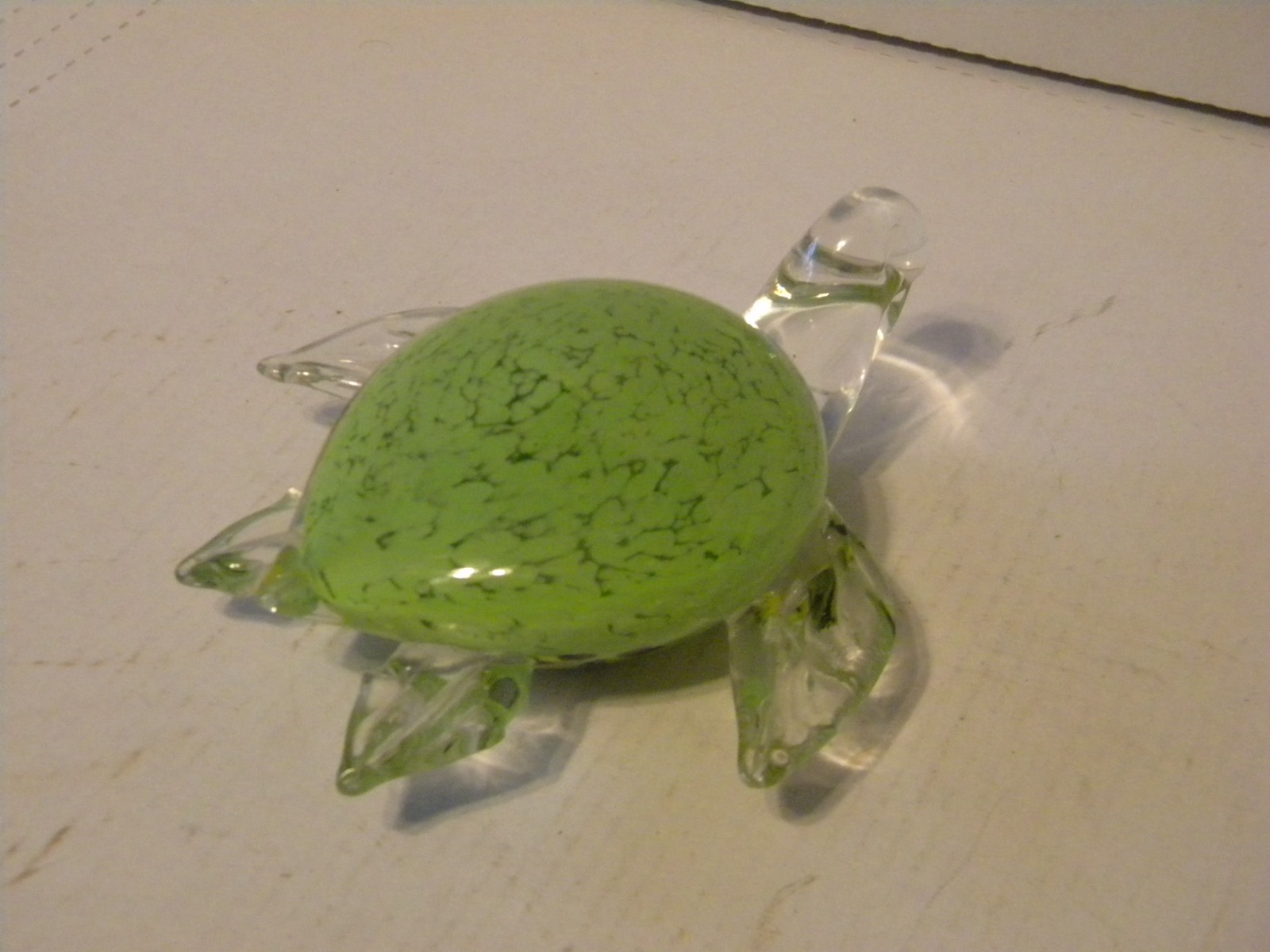 Vintage Fifth Ave Crystal Heavy Art Green Sea Turtle Paperweight